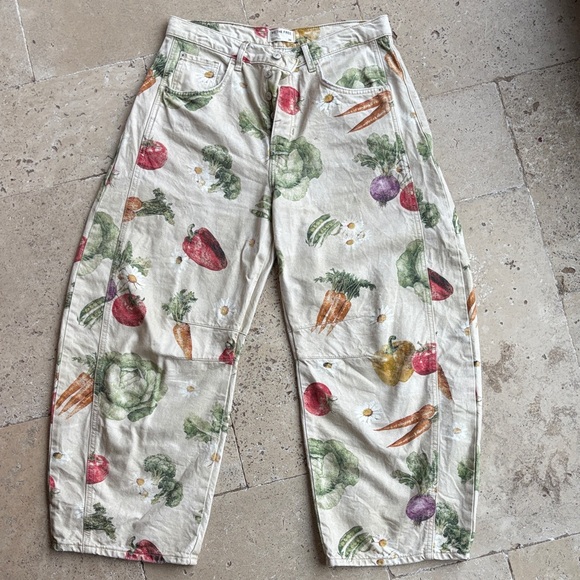 Free People Denim - We The Free Good Luck printed barrel jean